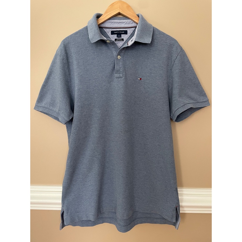 Tommy Hilfiger Mens Classic Fit Polo Shirt Blue Short Sleeve Cotton M